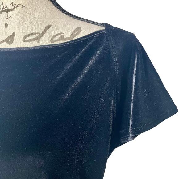 Vintage 90s Anne Klein Boxy Black Velvet Top Size Large - Picture 3 of 8